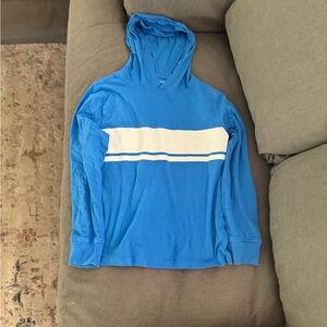J Crewcuts Boys L (10-11) Blue and White Long sleeve Super Soft Hooded Tee